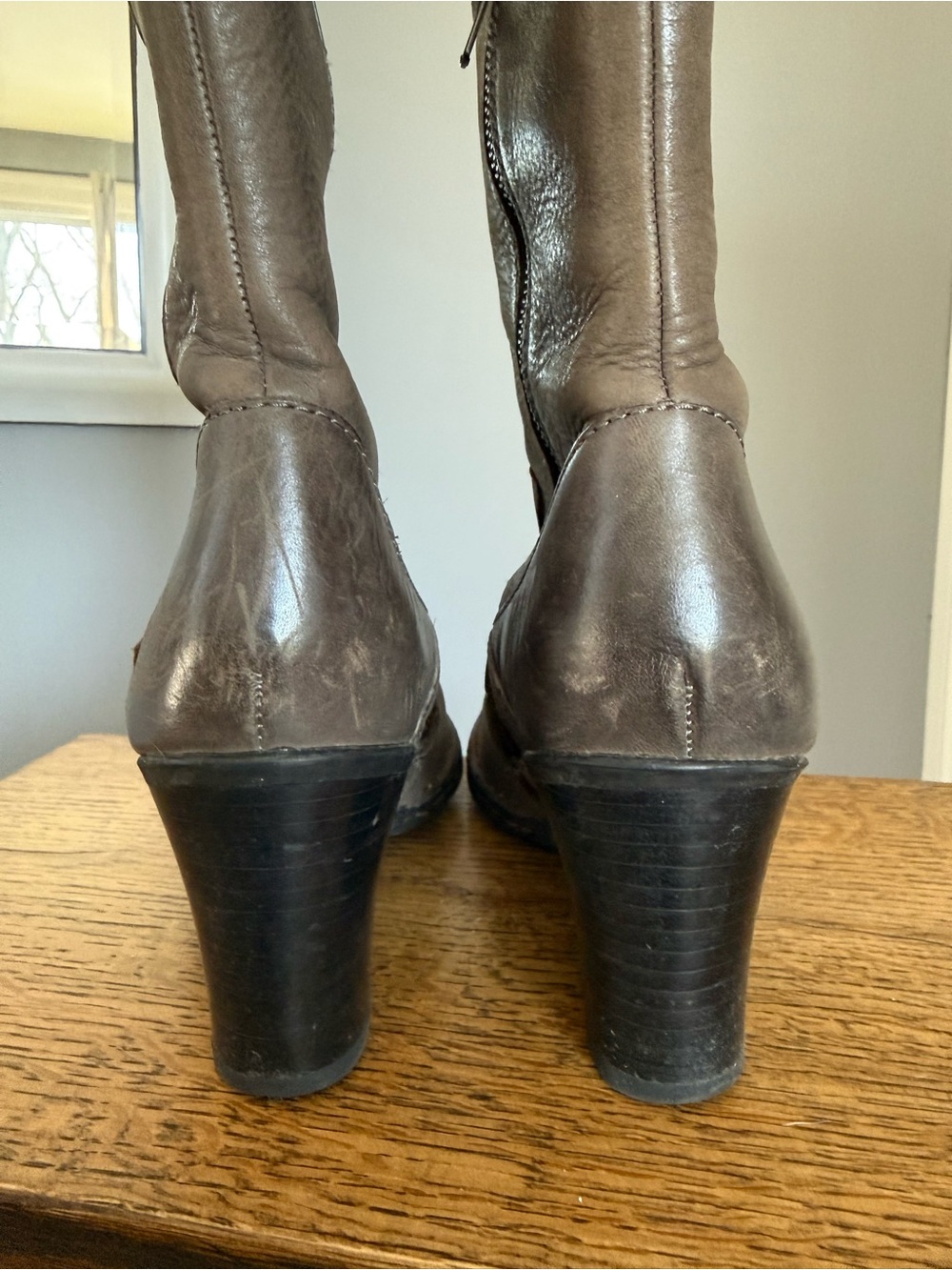 Born grey Leather Mid-Calf Heeled Boots - Picture 3 of 9